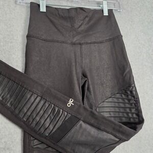 Alo Yoga Womens XS Moto High Waist Leggings Black Athletic Workout Gym